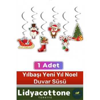 Noel Yeni Yıl Yılbaşı Temalı Çift Taraflı Sarkıt Tavan Süs 6lı Kağıt Süs Parti Eğlence Kutlama