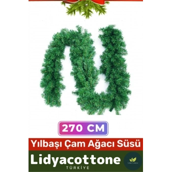 Noel Yılbaşı Çam Ağacı Süsü Kutlama Doğal Görünümlü Dekoratif Yeni Yıl Garland Büyük Boy 270 Cm