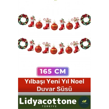 Noel Yılbaşı Tek Taraflı Baskı Yeni Yıl Kutlama Parti Dekoratif Kağıt Banner Çelenk Duvar Süsü 165cm