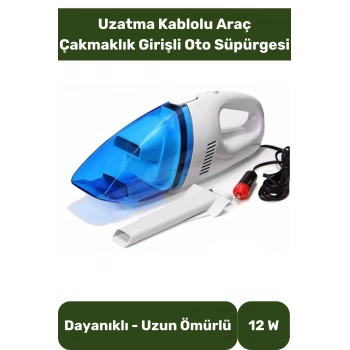 Oto Araç Süpürgesi Otomobil Koltuk Bagaj Kaliteli 12v Uzatma Kablolu Kuvvetli