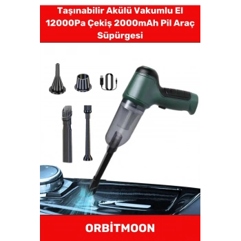 Özel Seri Otomatik Aydınlatma Taşınabilir Akülü Vakumlu El 12000Pa Çekiş 2000mAh Pil Araç Süpürgesi