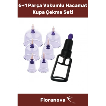 Özel Seri Üretim Selülit Çatlak Giderici Vakumlu Masaj Aleti Pompa Hediyeli 6lı Kupa Hacamat Seti