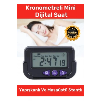 Özel Seri Yapışkanlı Masaüstü Stantlı Ders Çalışmak Için Alarlı Kronometreli Mini Dijital Saat