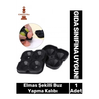 Özel Tasarım 4 Gözlü Kırılmaz Esnek Silikon Kokteyl Viski Elmas Şekilli Buz Yapma Kalıbı 1 Adet