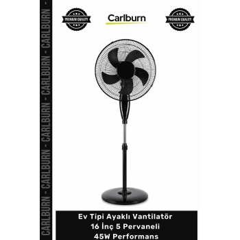 Özel Üretim 16 İnç 5 Pervaneli 45W Performans Ev Tipi Ayaklı Vantilatör