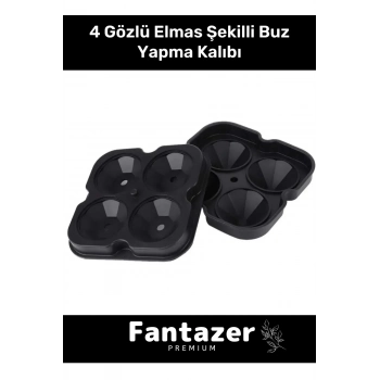 Özel Üretim 4 Gözlü Kırılmaz Esnek Silikon Kokteyl İçecek Elmas Şekilli Buz Yapma Kalıbı