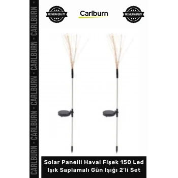 Özel Üretim Bahçe Aydınlatma Solar Panelli Havai Fişek 150 Led Işık Saplamalı Gün Işığı 2li Set