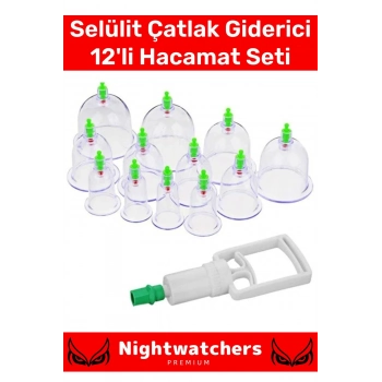 Özel Üretim Canlandırıcı Selülit Çatlak Giderici Vakumlu Masaj Aleti 12li Kupa Çekme Hacamat Seti
