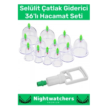 Özel Üretim Canlandırıcı Selülit Çatlak Giderici Vakumlu Masaj Aleti 36lı Kupa Çekme Hacamat Seti