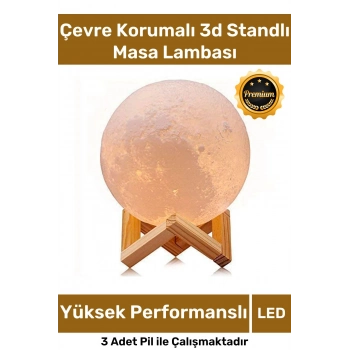 Özel Üretim Çevre Korumalı 3d Standlı Küre Dekoratif Yüksek Performanslı Led Ay Gece Masa Lambası