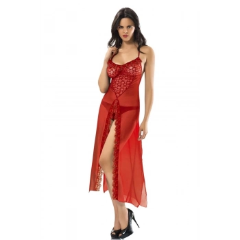 Özel Üretim Erotik Seksi Cezbedici Transparan İç Gösteren Fantezi Kadın Zarif Kırmızı Şifon Gecelik