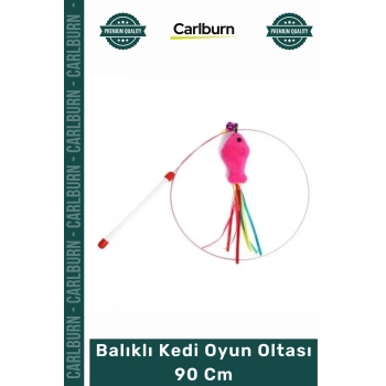 Özel Üretim Dayanıklı İnteraktif Hareketli Esnek Peluş Eğlenceli Balıklı Kedi Oyun Oltası 90 Cm
