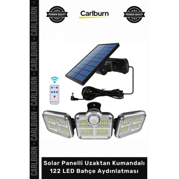 Özel Üretim Dış Mekan Su Geçirmez Sensörlü Solar Panelli Uzaktan Kumandalı 122 LED Bahçe Aydınlatma