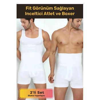 Özel Üretim Fit Görünüm Sağlayan Inceltici Rahat Atlet Ve Boxer Inceltici Erkek Korse 2li Set