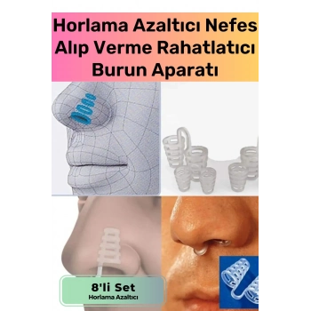 Özel Üretim Horlama Azaltıcı Nefes Alıp Verme Rahatlatıcı Uyku Önleyici Burun Delik Aparatı 8li Set