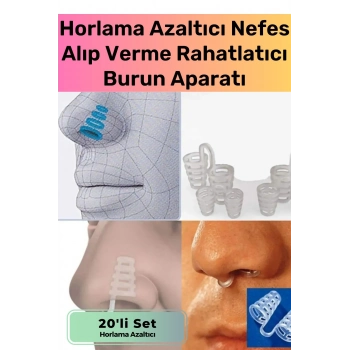 Özel Üretim Horlama Azaltıcı Nefes Alıp Verme Rahatlatıcı Uyku Önleyici Burun Delik Aparat 20li Set