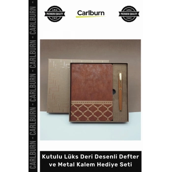 Özel Üretim Kurumsal Baskılı Şık Ofis Kutulu Lüks Deri Desenli Defter Metal Kalem Hediye Seti