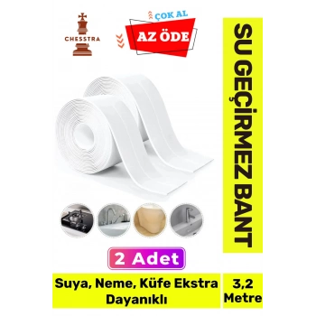 Özel Üretim Lavabo Tezgah Klozet Banyo Pencere Duş İzolasyon 3.2m Su Geçirmez Sızdırmaz Bant 2 Adet