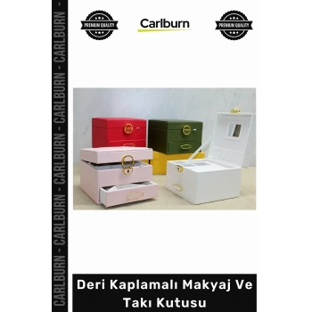 Özel Üretim Lüks Şık Bölmeli Organizer Aynalı Estetik Kaliteli Deri Kaplamalı Makyaj Takı Kutusu