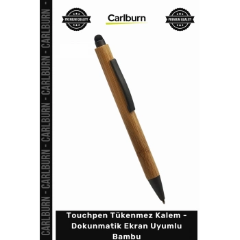 Özel Üretim Promosyon Logolu Lazer Baskı Touchpen Tükenmez Kalem Dokunmatik Ekran Uyumlu Bambu