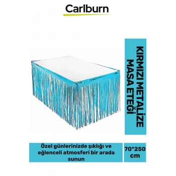 Özel Üretim Püsküllü Işıltılı Doğum Günü Cinsiyet Parti Eğlence 70*250cm Metalize Masa Eteği