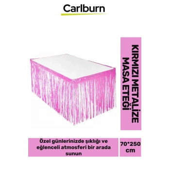 Özel Üretim Püsküllü Işıltılı Doğum Günü Cinsiyet Parti Eğlence 70*250cm Metalize Masa Eteği