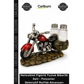 Özel Üretim Retro Motosiklet Figürlü Tuzluk Biberlik Seti Polyester Dekoratif Mutfak Aksesuarı