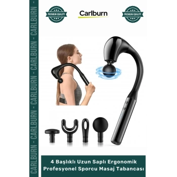 Özel Üretim Şarjlı Güçlü Masaj 4 Başlıklı Uzun Saplı Ergonomik Profesyonel Sporcu Masaj Tabancası
