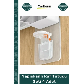 Özel Üretim Şeffaf Dolap İçi Bölme Klipsi Kolay Kurulum Aparatı Yapışkanlı Raf Tutucu Seti 4 Adet