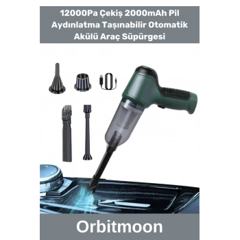 Özel Üretim Vakumlu 12000Pa Çekiş 2000mAh Pil Aydınlatma Taşınabilir Otomatik Akülü Araç Süpürgesi