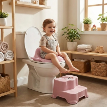 #Klozet Tuvalet Eğitimi Konforlu Ergonomik Kaymaz Dayanıklı Pembe Kulplu Çocuk Klozet Adaptörü