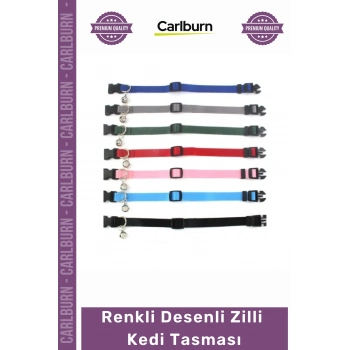 #Petshop Renkli Desenli Yumuşak Elastik Kumaş Emniyet Klipsli Fonksiyonel Şık Zilli Kedi Tasması