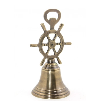 Özel Üretim Zarif İşlevsel Dekoratif Dayanıklı Estetik Denizci Temalı Pirinç Dümenli El Çanı