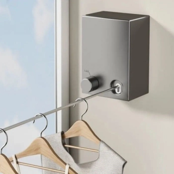 #İp Alan Tasarrufu Kompakt Galvanizli Paslanmaz Banyo Balkon Pratik Geri Çekilebilir Çamaşır İpi