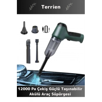 Premium 12000Pa Çekiş 2000mAh Pil Otomatik Aydınlatma Taşınabilir Akülü Araç Süpürgesi