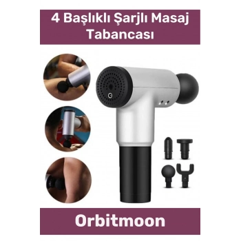 Premium 4 Başlıklı Boyun Bel Sırt Bacak Fısıltı Sesli Hafif Kas Rahatlatıcı Şarjlı Masaj Tabancası