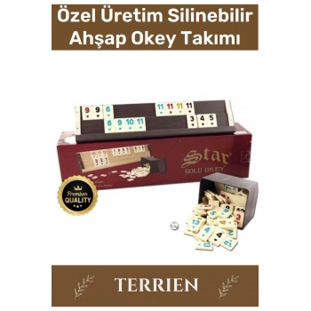 Premium Antibakteriyel Kir Tutmayan Çizilmeye Dayanıklı Silinebilir Gold Ahşap Ev Kafe Okey Takımı