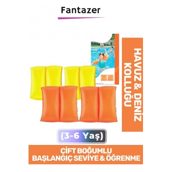 Premium Başlangıç Seviye Çift Boğumlu 3-6 Yaş Çocuk Deniz Havuz Yüzme Öğrenme Şişme Kolluğu