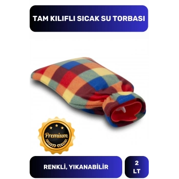 Premium Büyük Boy Kauçuk Yıkanabilir Polar Kılıflı Yumuşak Regl Kötü Hava Sıcak Su Torbası 2 Lt