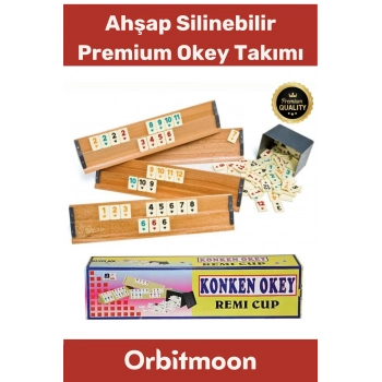 Premium Çizilmeye Dayanıklı Silinebilir Antibakteriyel Kir Tutmayan Konken Ahşap Okey Takımı