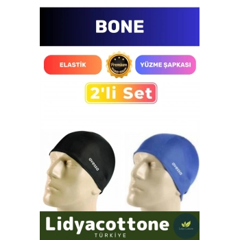 Premium Elastik Yüzme Şapkası Su Geçirmez Silikon Yüzücü Havuz Deniz Bonesi 2li Set