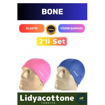 Premium Elastik Yüzme Şapkası Su Geçirmez Silikon Yüzücü Havuz Deniz Bonesi 2li Set