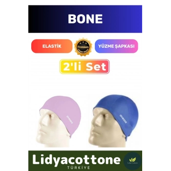 Premium Elastik Yüzme Şapkası Su Geçirmez Silikon Yüzücü Havuz Deniz Bonesi 2li Set