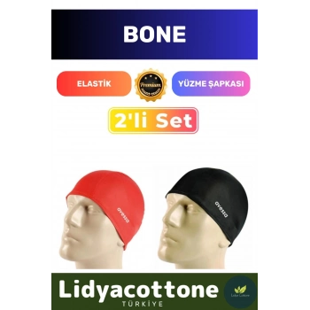 Premium Elastik Yüzme Şapkası Su Geçirmez Silikon Yüzücü Havuz Deniz Bonesi 2li Set