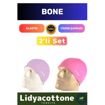 Premium Elastik Yüzme Şapkası Su Geçirmez Silikon Yüzücü Havuz Deniz Bonesi 2li Set