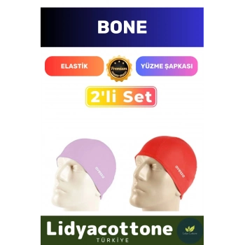 Premium Elastik Yüzme Şapkası Su Geçirmez Silikon Yüzücü Havuz Deniz Bonesi 2li Set