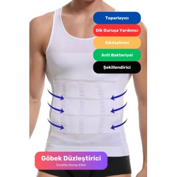 Premium Erkek Atlet Korse Bel Göğüs Dik Duruş Jinekomasti Toparlayıcı Extra Göbek Sıkılaştırıcı