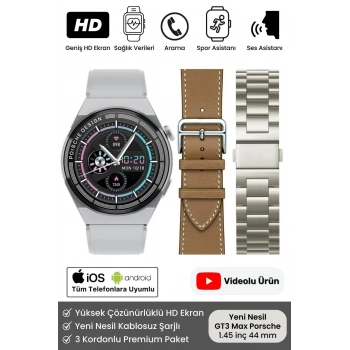 Premium Full HD Ios Android Uyumlu GT3 Max Spor Sağlık Sensörlü Watch 3 Kordonlu Akıllı Saat