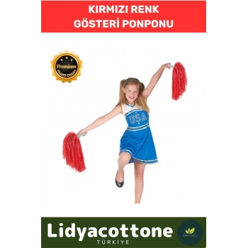 Premium Gösteri Ponponu Seri Tutma Yerli Rahat Sağ ve Sol El 2 Adet 25 cm Amigo Çift - Kırmızı