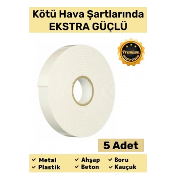 Premium Güç Kolay Uygulanır Uzun Ömürlü Kuvvetli Yapışkan İz Bırakmaz 5 Adet Çift Taraflı Köpük Bant